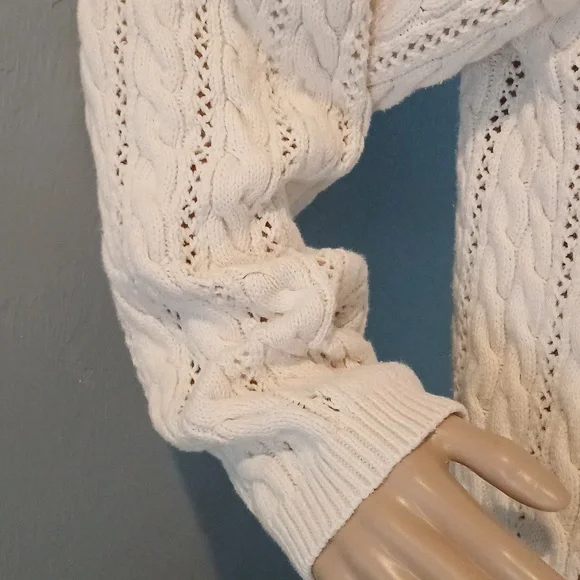 🔥🔥🔥Christie & Jill vintage cableknit V-neck cream cardigan M - Picture 3 of 14